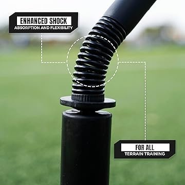 Soccer Agility Poles 6ft - Slalom Speed Training Set with Rubber Bases, Spring Loaded, Ground Spikes and Carry Bag - Multifunctional Soccer Training Kit 8 Pack - Image 4