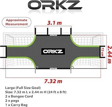 Soccer Goal Target Net - 24ft x 8ft Scoring Training Equipment - Improve Kick Practice Shooting Targets, Portable Football Target Sheet with Carry Bag, Ground Stakes, Bungee Cord Included - Image 2