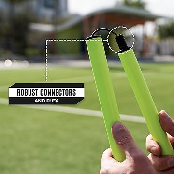 Soccer Agility Poles 6ft - Slalom Speed Training Set with Rubber Bases, Spring Loaded, Ground Spikes and Carry Bag - Multifunctional Soccer Training Kit 8 Pack - Image 3