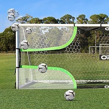 Soccer Goal Target Net - 24ft x 8ft Scoring Training Equipment - Improve Kick Practice Shooting Targets, Portable Football Target Sheet with Carry Bag, Ground Stakes, Bungee Cord Included - Image 3