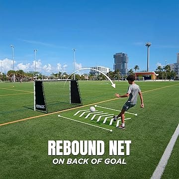 Soccer Goal Rebounder Trainer 3-in-1 | 7X5' Large Ultra-Responsive Rebound Net for Powerful Football Practice, High Passing, Low Passing and Shooting Training, Includes Ground Stakes - Image 6